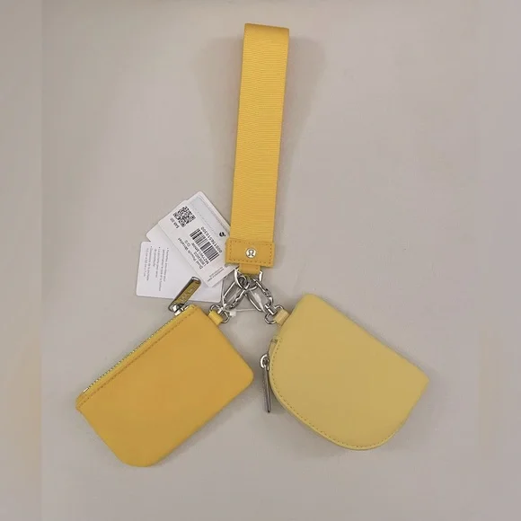 Lululemon NWT Dual Pouch Wristlet Maize Yellow Lemon Wash Card Holder